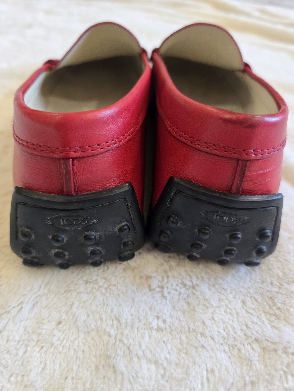 Tod’s Gommino Red Leather Driving Loafer Vintage Women's Size 11 Penny Loafer - Picture 3 of 13